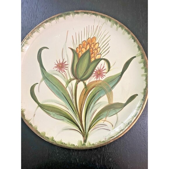 Vtg Decorative Plates Italy Hand Painted Floral Set of 2 10" & 7 " Wall Hangings - Picture 3 of 15